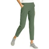 Eddie Bauer Travel Pants Women - Lightweight Elastic Waistband Ankle Pants (Green, L)