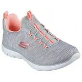 Skechers Women's Summits - Cool Classic Slip-on Athletic Sneaker, size 5 Wide Width gray/coral