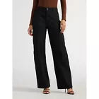 Sofia Jeans Women's Relaxed Straight Super High Rise Cargo Pants SIZE 4 BLACK