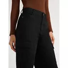 Sofia Jeans Women's Relaxed Straight Super High Rise Cargo Pants SIZE 4 BLACK