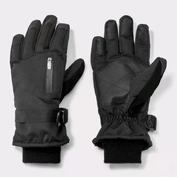 Men's Zip Pocket Repstop Ski Gloves - Goodfellow & Co™ Black M/L